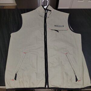Ralph Lauren Polo Jeans Vest Mens Medium RL Khaki Green Full Zip Chest Pocket